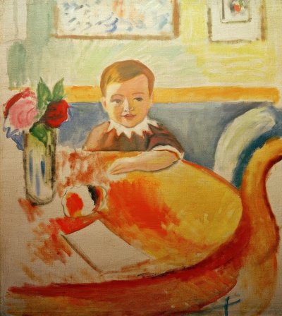 Portrait of Walter Macke with a Bouquet of Roses by August Macke